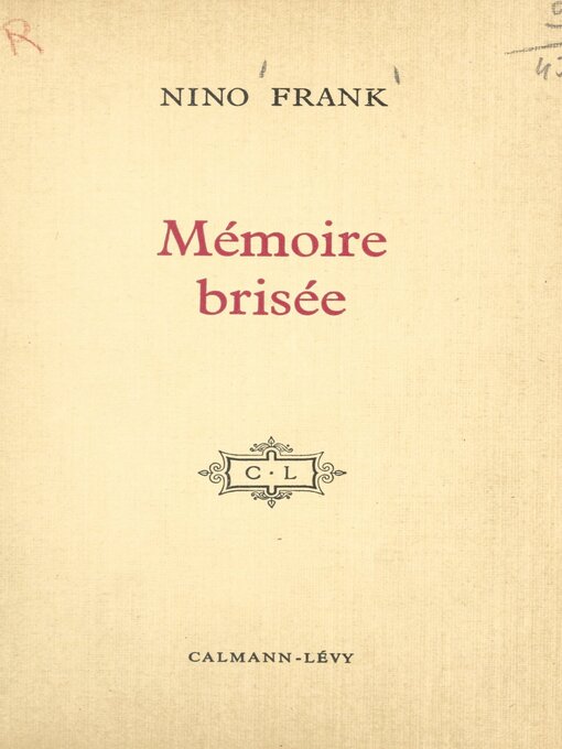 Title details for Mémoire brisée (1) by Nino Frank - Wait list
